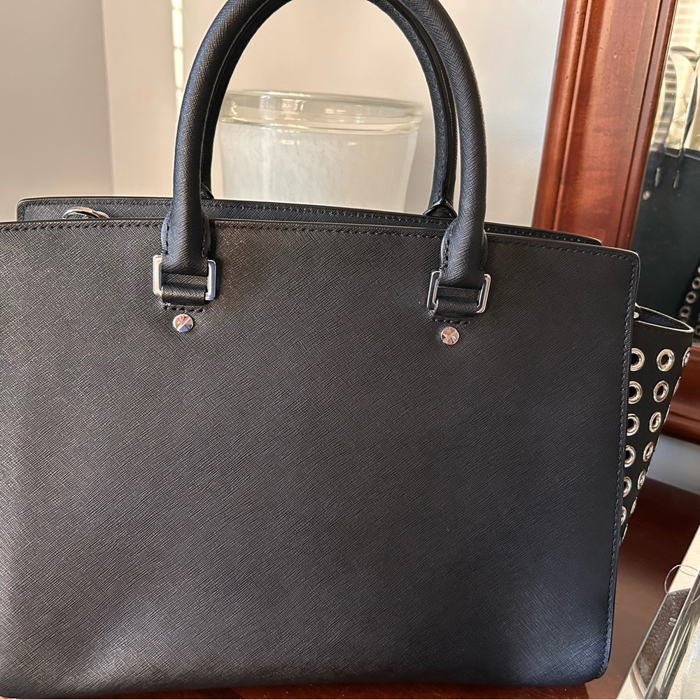 Michael Kors Selma Black Tote with Silver Grommets - Picture 5 of 8
